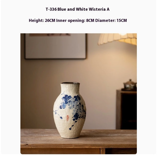 New Chinese Style White Ceramic Vase Table Top Handmade Living Room