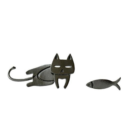 Fashion Asymmetry 925 Sterling Silver Stud Earrings Animal Fish Cat Stud Earrings for Women Personality Jewelry Gifts
