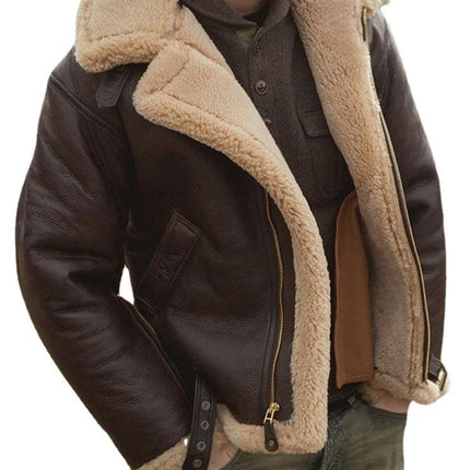 Men's Fashion One-piece Thickened Furry Jacket