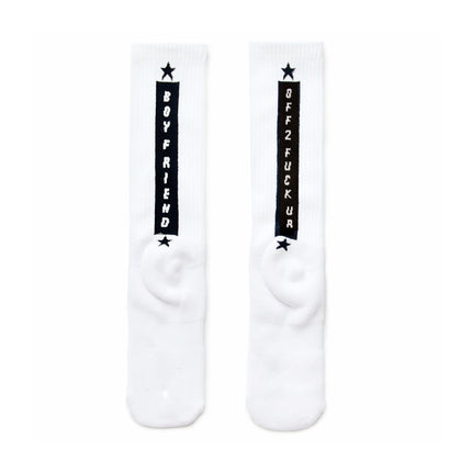 Extra Thick Fluffy Loop Sports Stockings Black And White Personalized Alphabet Trendy Sock