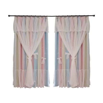 Nordic Simple Hollow Star Princess Wind Bedroom Blackout Curtains