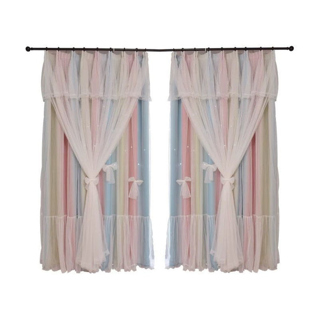 Nordic Simple Hollow Star Princess Wind Bedroom Blackout Curtains