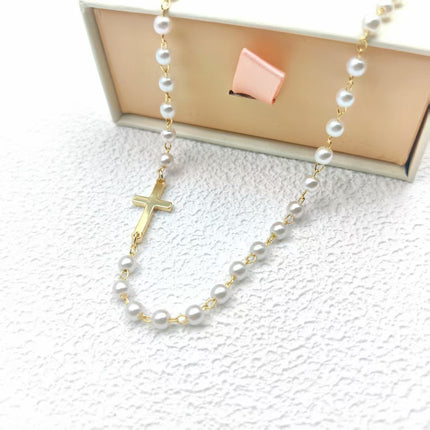 Pêrelkruisketting Ligluukse Eenvoudige En Stylvolle Hanger