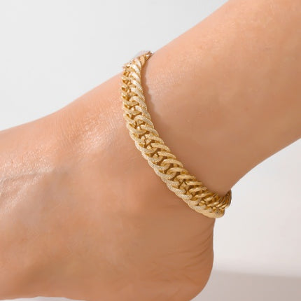 'n Elegante en Hoë-gehalte Midde-Oosterse Ramadan Styl Metaal Gegraveerde Dubbel geweefde digte ketting vir Vroue se Gewilde Vakansie Styl Voetketting