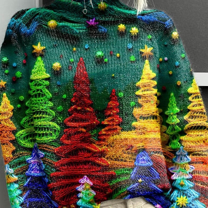 Christmas Abstract Printing Casual Cloak Coat Cardigan Sweater