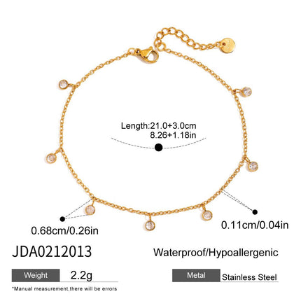 Stainless Steel All-match Zircon Anklet