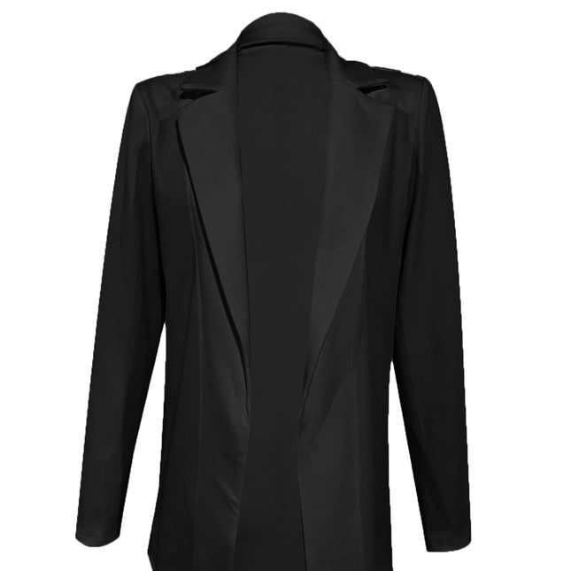 Ladies' Solid Color Open Placket Shoulder Elegant Commuting Suit Jacket