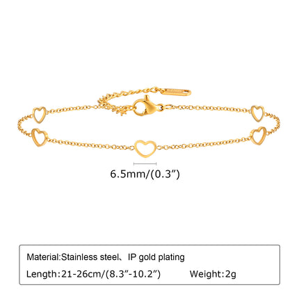 1 Piece Stainless Steel Five Hollow Heart Shaped Love Anklets