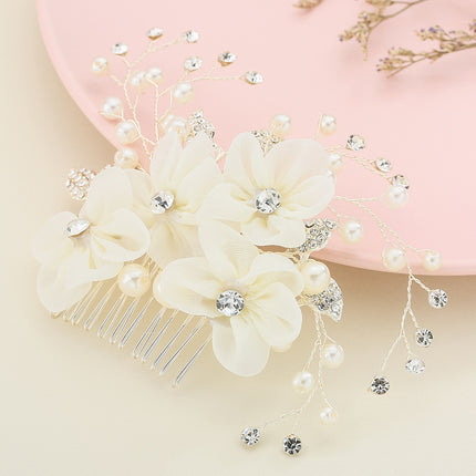 Bruids Trou Diadeem Pêrel Strass Haarborsel