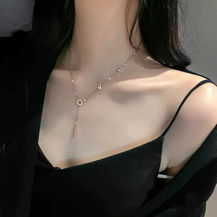 Niche Letter Tassel Titanium Steel Necklace For Women