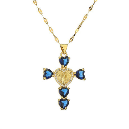 Fashionable Personalized Cross Pendant With Colorful Zircon