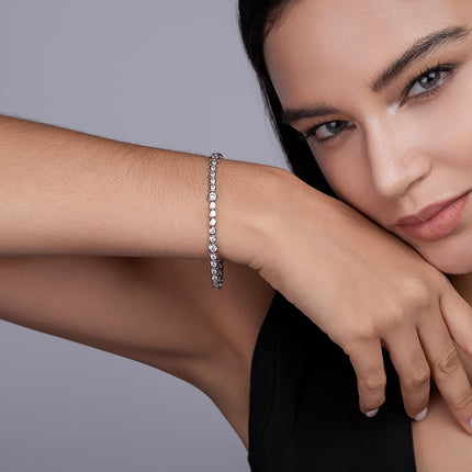 Set With Top-quality Moissanite, This Luxurious And Fashionable Light Luxury Trend Jewelry Silver Bracelet Is Made Of S925 Silver Electroplated With Platinum