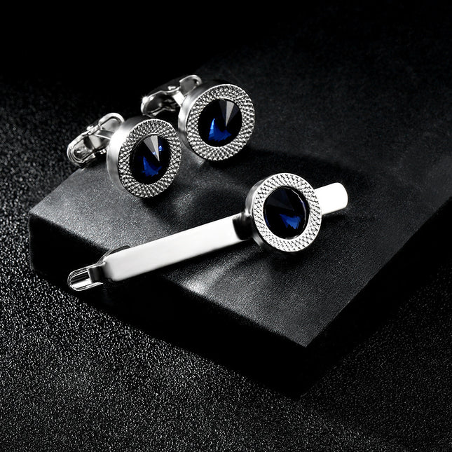 Men's Business European And American Fashion Blue Crystal Zircon Cufflinks