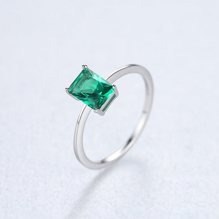 Imperial Groen Ring S925 Silwer Diamant Ring