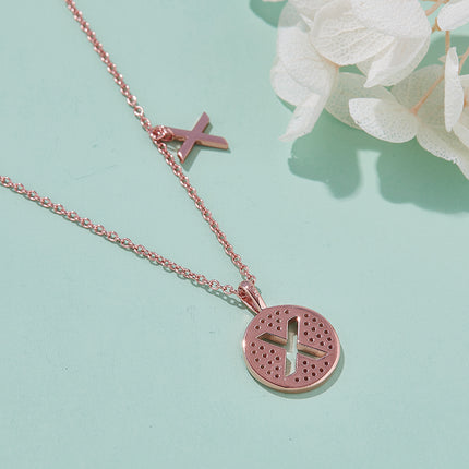 Een Van Die 26 Letters, X, Versier Met Topgehalte Moissanite, Luukse En Modieuse Ligluukse Trendjuweliersware, Silwer Halssnoerhangertjie S925 Silwer Geëlektroplateerde Roosegoud