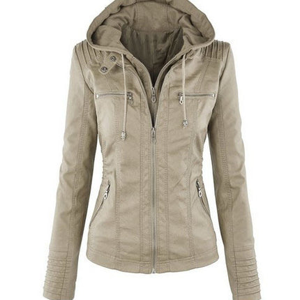 Women's Short Leather Pu Leather Jacket