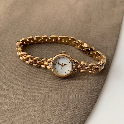 Elegante Persoonlikheid Neiging Sagte Luukse Retro Strass Kwarts Horlosie