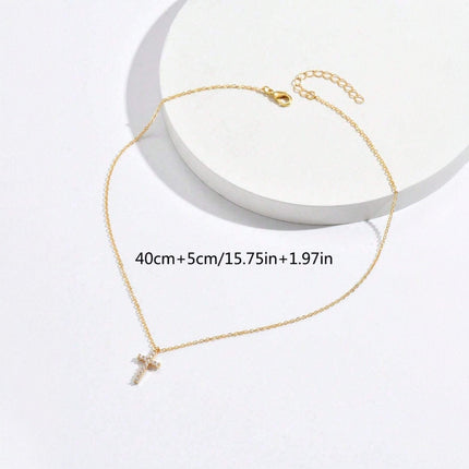 Kruis Vol Diamante Vroue Sleutelbeenketting Goue Hangertjie Meisies Halssnoer