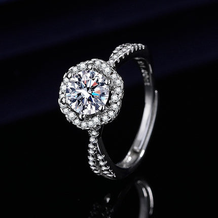 Elegante 1ct Gesimuleerde Moissanite Ses-Punt Ring Luukse Troujuweliersware Vir Vroue