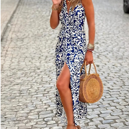 Ladies' V-neck Bohemian Floral Print Jumpsuit