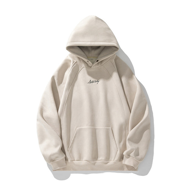 400g Suede Heavy Hooded Sweater Men's Autumn And Winter Split Design