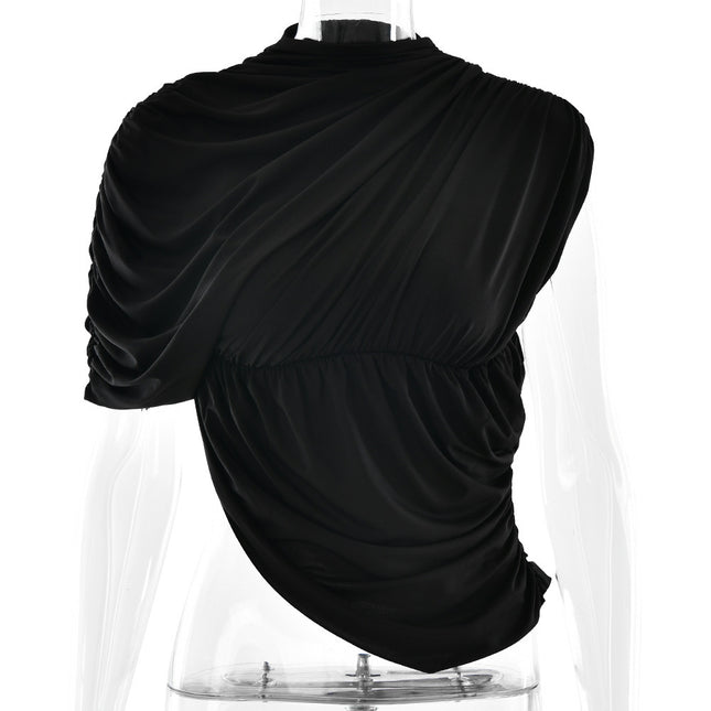 European And American Style Round Neck Top Sexy Waist Trimming Irregular