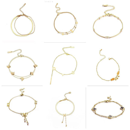 Womens Titanium Steel 18K Gold-Plated Anklet Versatile Fade-Resistant Fashionable And Lightly Luxurious
