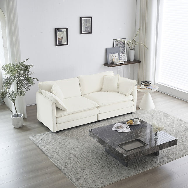 Moderne Stof Dubbelsitbank Met 4 Kussings