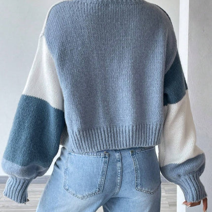 Flirla Colorblock Drop Shoulder Duster Cardigan,Long Sleeve Tops
