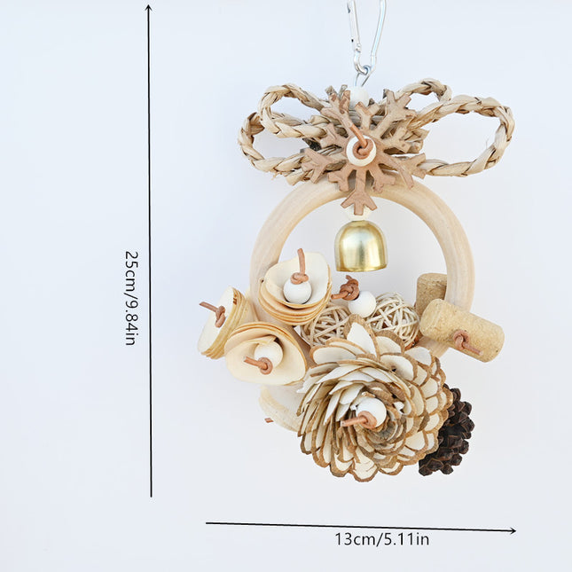 Plant Straw Gnawing Ring Natural Wood Slice Pine Cone Toy