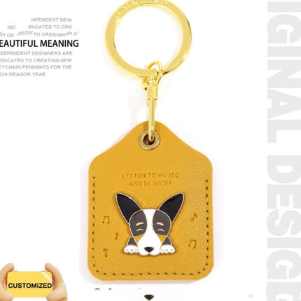 Corgi Toegangskaart Beskermende Omslag Leer Sleutelhanger Hangertjie