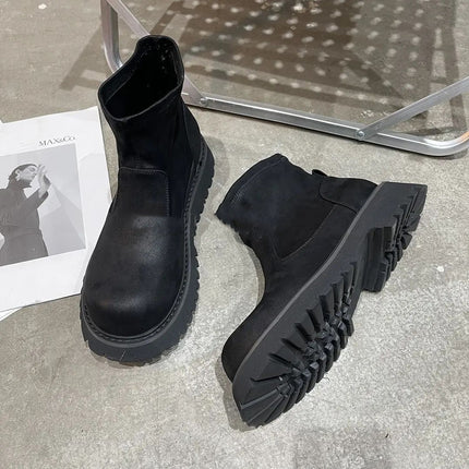 Genuine Leather Shoes Men's Retro Distressed Suede Chelsea Boots