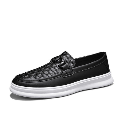 Fashion Retro Men's British Style Low-top Slip-on Small Leather Shoes