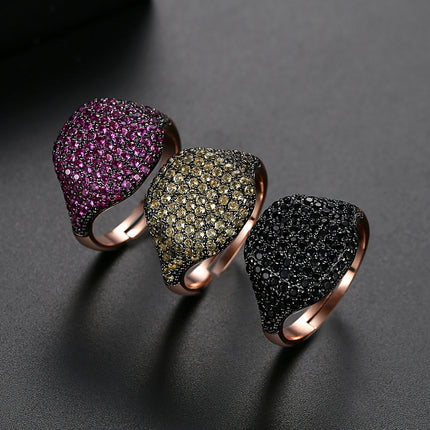 Rose Red Ring Brass Micro Inlaid Zircon RingOpen Adjustable Jewelry