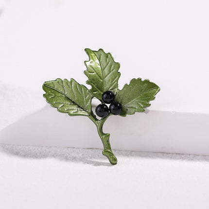 Creative All-match Green Plant Flower Pearl Brooch