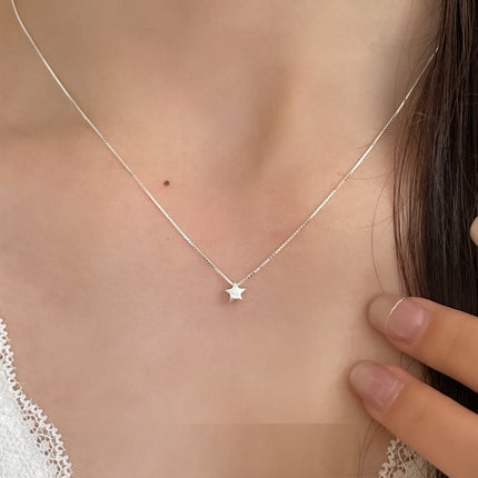 S925 Sterling Silwer Geborselde Ster Halssnoer Vir Vroue