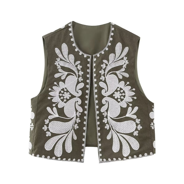 European And American Women's Clothing Sleeveless Embroidered Vest Women's Top