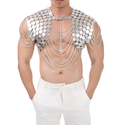 Metal Chain Sling Chain Sequin Stitching Chest Strap