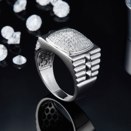Mans Luukse en Modieuse Ligte Luukse Juweliersware Silwer Ring S925 Versilwerde Platinum Met Topgehalte Moissaniet