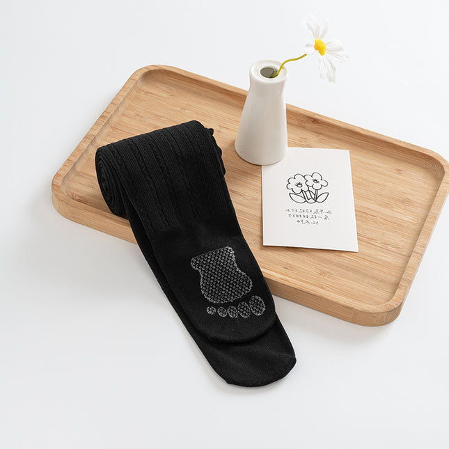 Girls' Thin Velvet Wave Pattern Dragon Claw Wool Tights