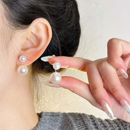 Pearl Dual-wear Special-interest Design 925 Silver Stud Earrings