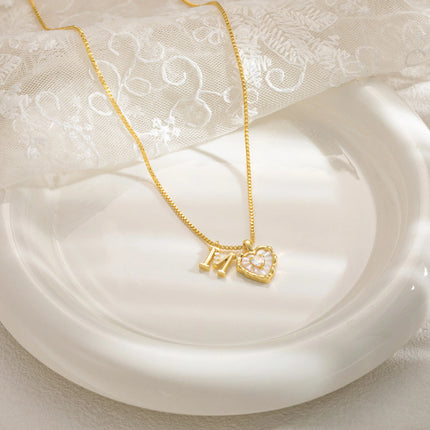 Diamond-encrusted Heart-and-letter Necklace Fashionable