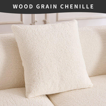 LY-022 GRIJS KOMPRESSIESOFA Kombinasie Rusbank Met 3-sitplek, Houtgraan Chenille Stof, Volle Spons Kompressiesofa, Gekombineerde Sofa Met 4 Kussings Vir Sitkamer Meubels Woonstel