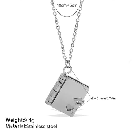 New Envelope Book Pendant Clavicle Necklace For Women, Minimalist Fashion Literary Style Necklace