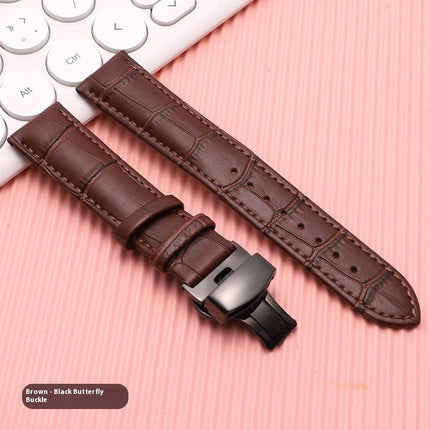 Cowhide Leather Strap Unisex Butterfly Clasp Universal In Stock Strap Watch Bracelet Factory Direct Selling Watch Accessories