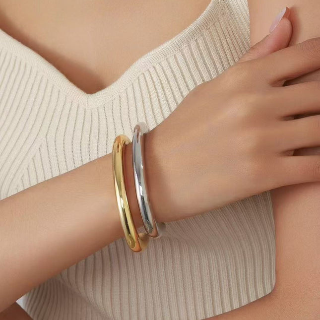 Electroplated CCB Simple Bracelet Cylindrical Three-dimensional Bracelet For Women