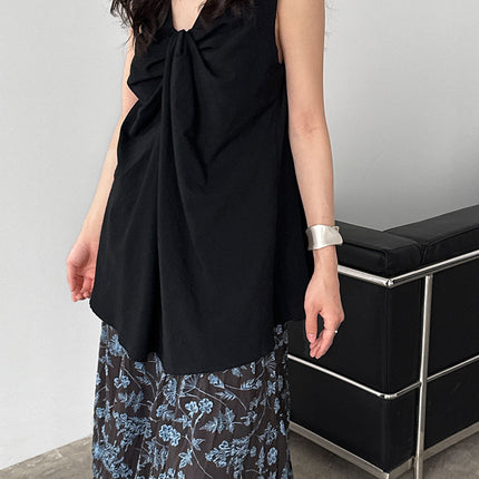 Round Neck Design Three-dimensional Twisted Vest Top