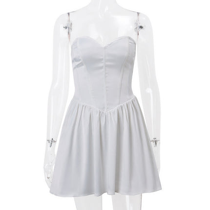 Women's Off-shoulder Backless Wrap Chest Waist A- Line Dress