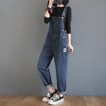 Women's Loose Ninth Plus Size Denim Overalls