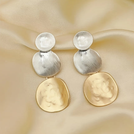 Circular Patchwork Earrings Geometric Bold Fashionable And Minimalist